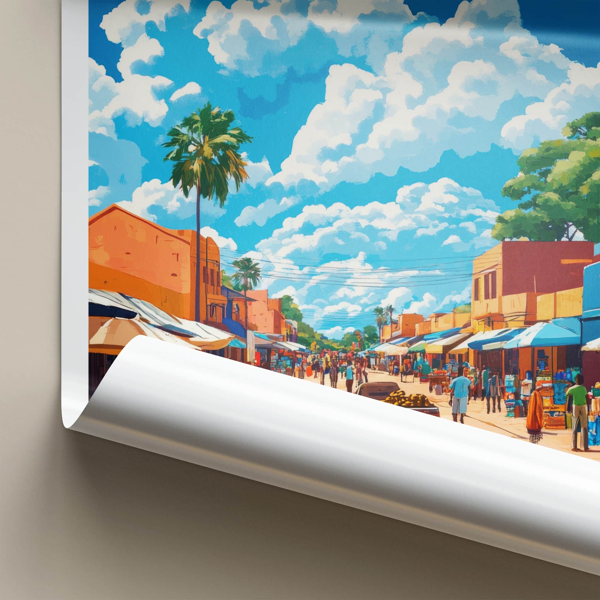 Blantyre Poster - Malawi Travel Art - Vibrant Market Street Home Decor