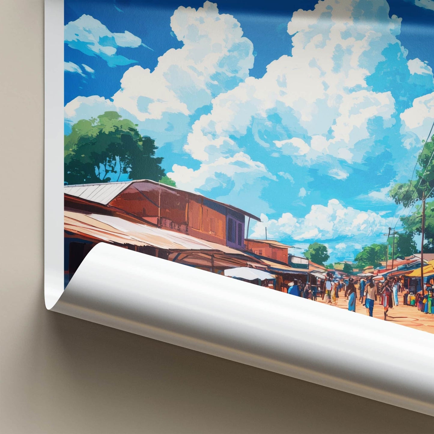 Blantyre Poster - Malawi Travel Print - Busy Street Market Home Decor