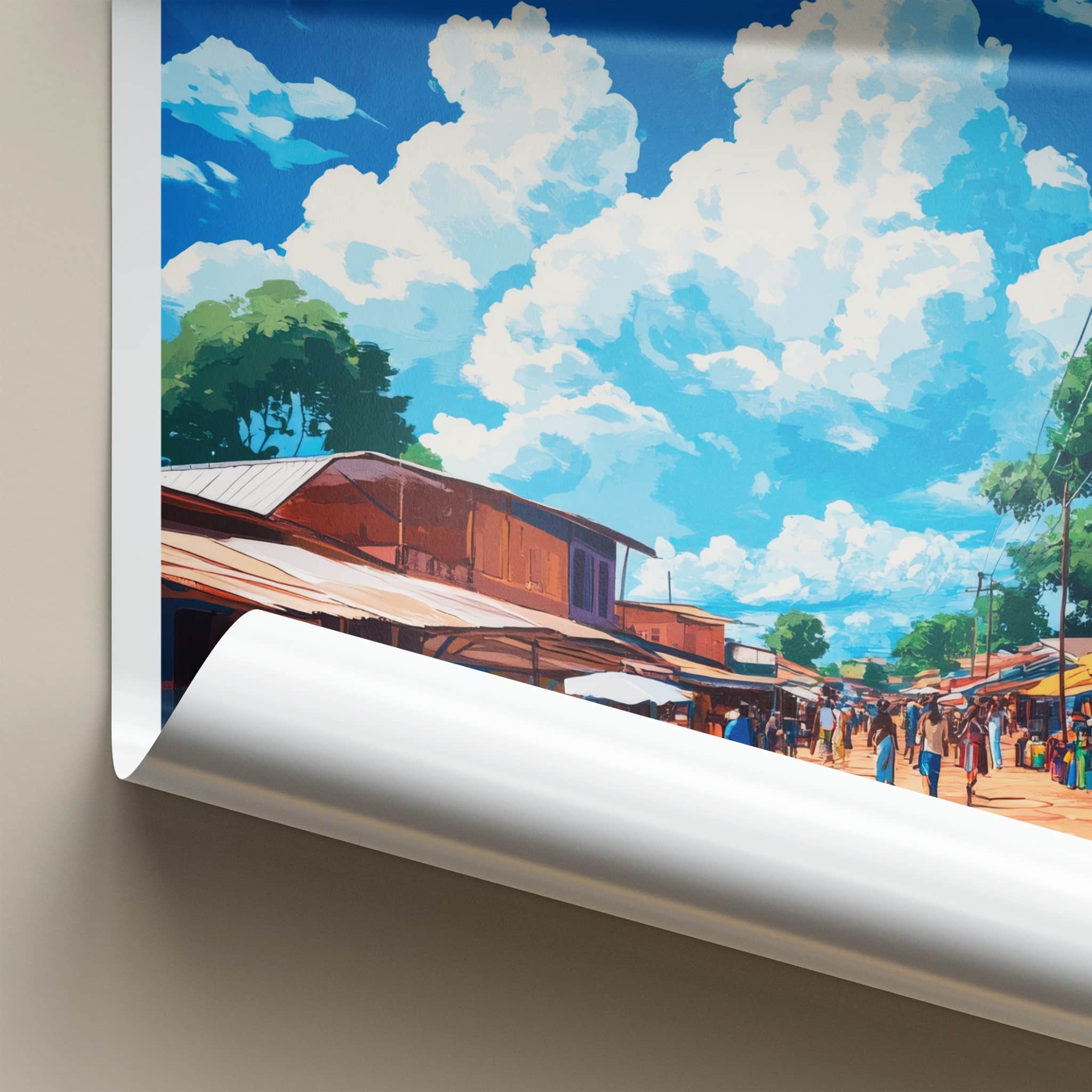 Blantyre Poster - Malawi Travel Print - Busy Street Market Home Decor