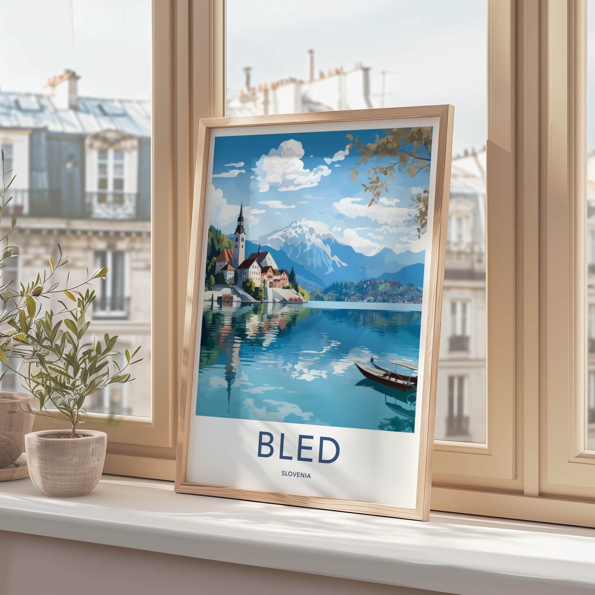 Bled Poster - Slovenia Travel Art - Island Church Lake Home Decor