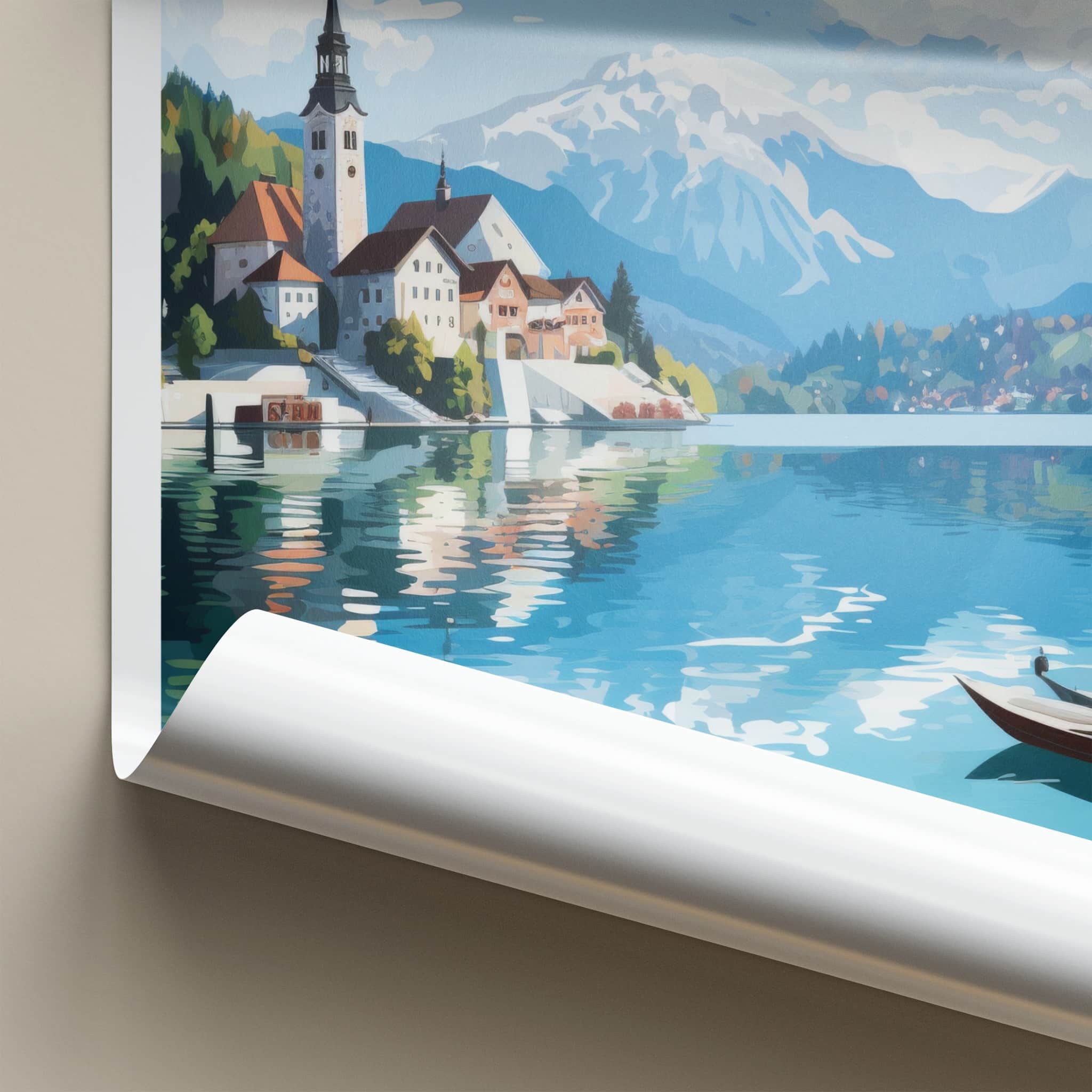 Bled Poster - Slovenia Travel Art - Island Church Lake Home Decor