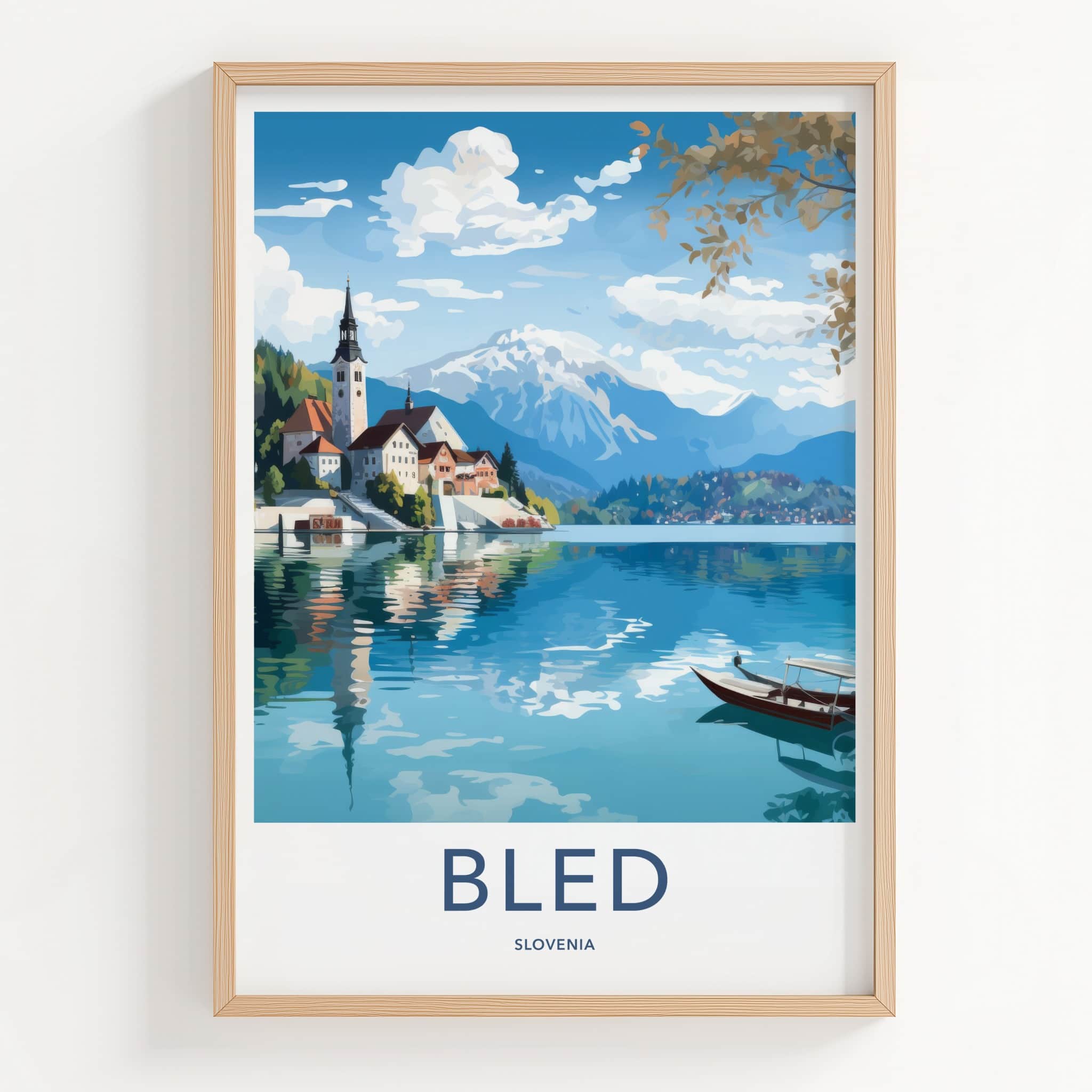 Bled Poster - Slovenia Travel Art - Island Church Lake Home Decor