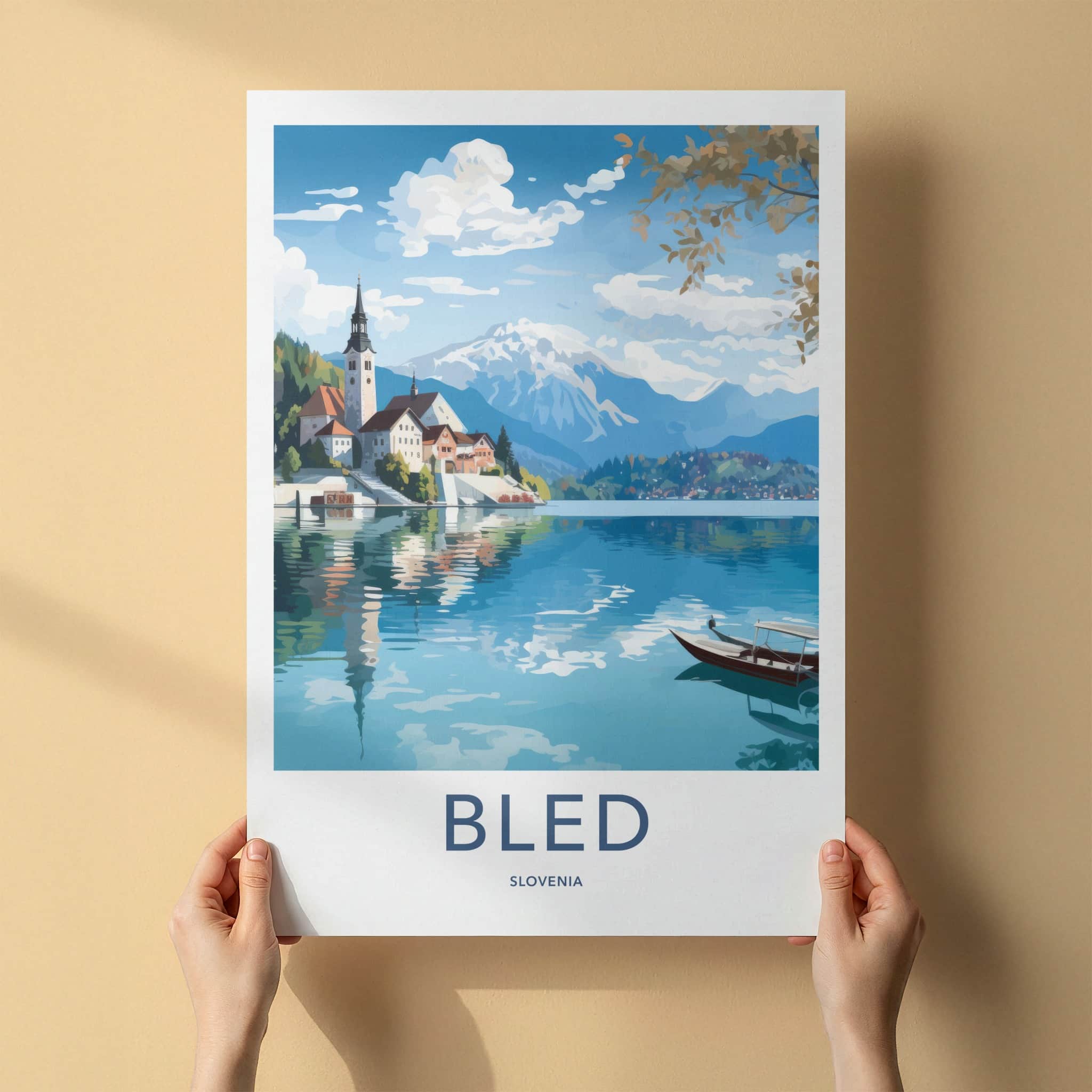 Bled Poster - Slovenia Travel Art - Island Church Lake Home Decor