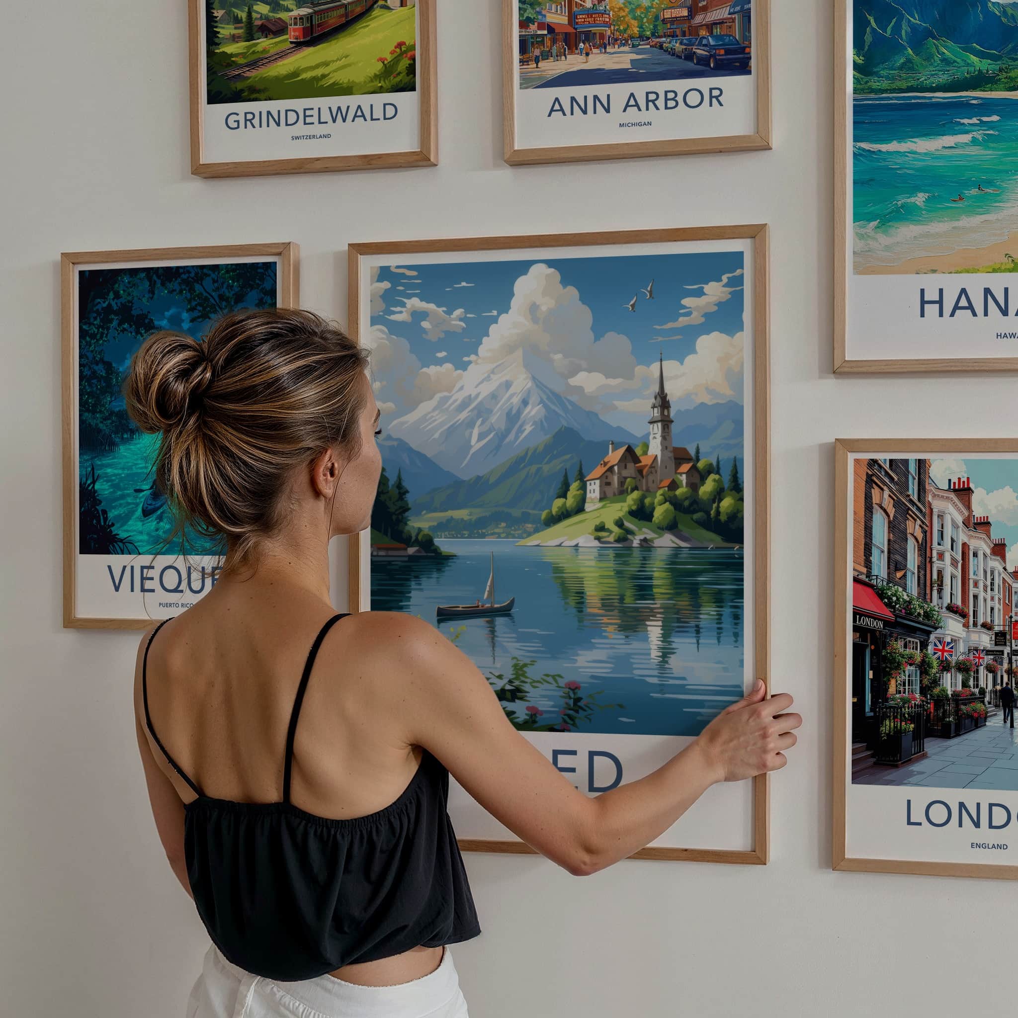 Bled Poster - Slovenia Travel Art - Island Church Mountain Home Decor