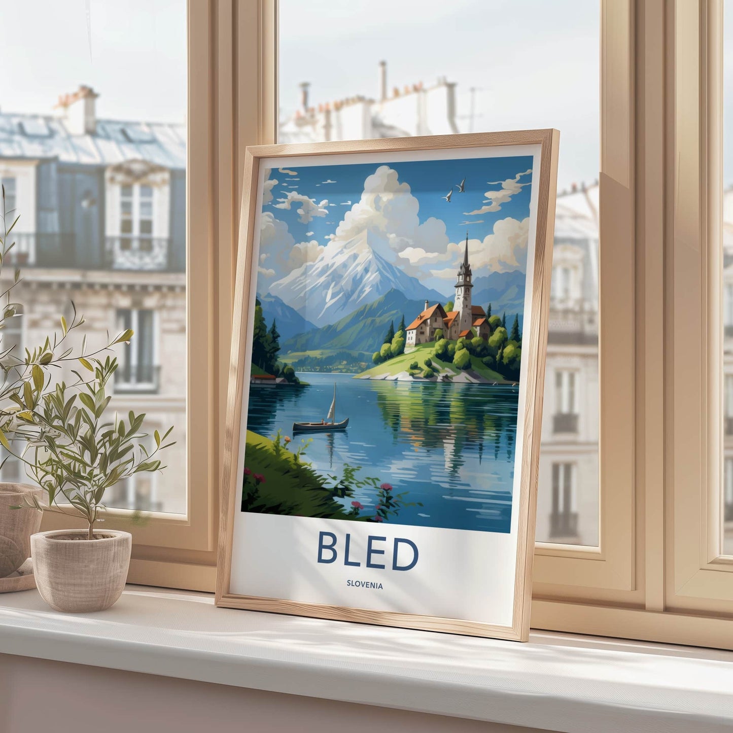 Bled Poster - Slovenia Travel Art - Island Church Mountain Home Decor