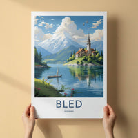 Bled Poster - Slovenia Travel Art - Island Church Mountain Home Decor