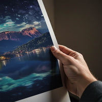 Bled Poster - Slovenia Wall Art - Moonlit Mountain Scene Gallery Art