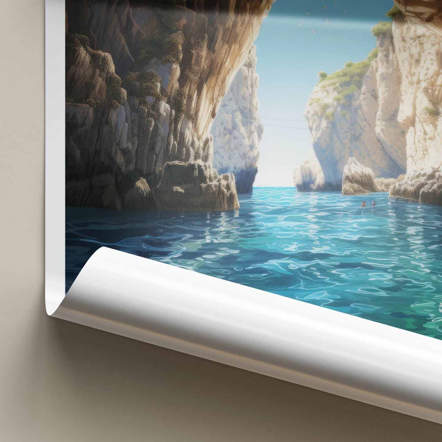 Blue Grotto Poster - Italy Travel Art - Rocky Cave Waters Home Decor