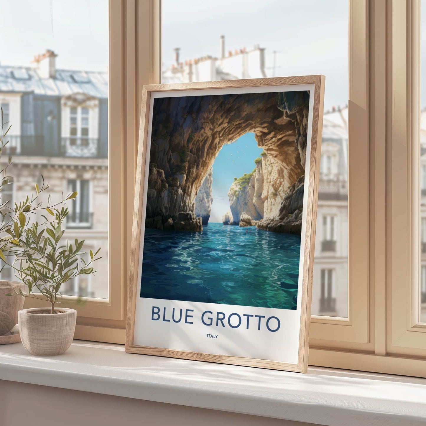 Blue Grotto Poster - Italy Travel Art - Rocky Cave Waters Home Decor