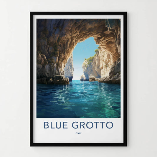 Blue Grotto Poster - Italy Travel Art - Rocky Cave Waters Home Decor