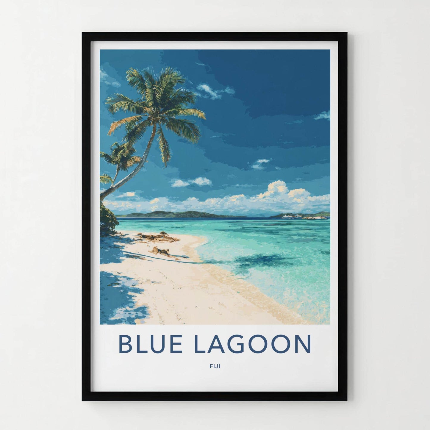 Blue Lagoon Poster - Fiji Travel Art - Clear Turquoise Waters Home Decor