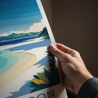 Blue Lagoon Poster - Fiji Travel Art - Serene Ocean Beach Home Decor