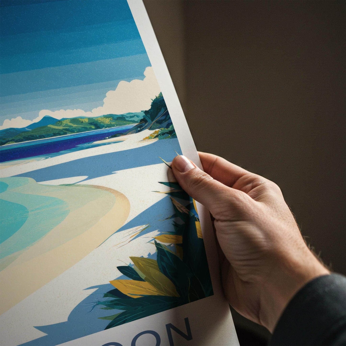 Blue Lagoon Poster - Fiji Travel Art - Serene Ocean Beach Home Decor