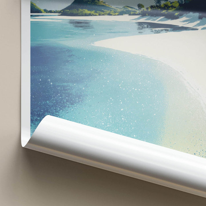 Blue Lagoon Poster - Fiji Wall Art - Pristine Tropical Shore Room Decor