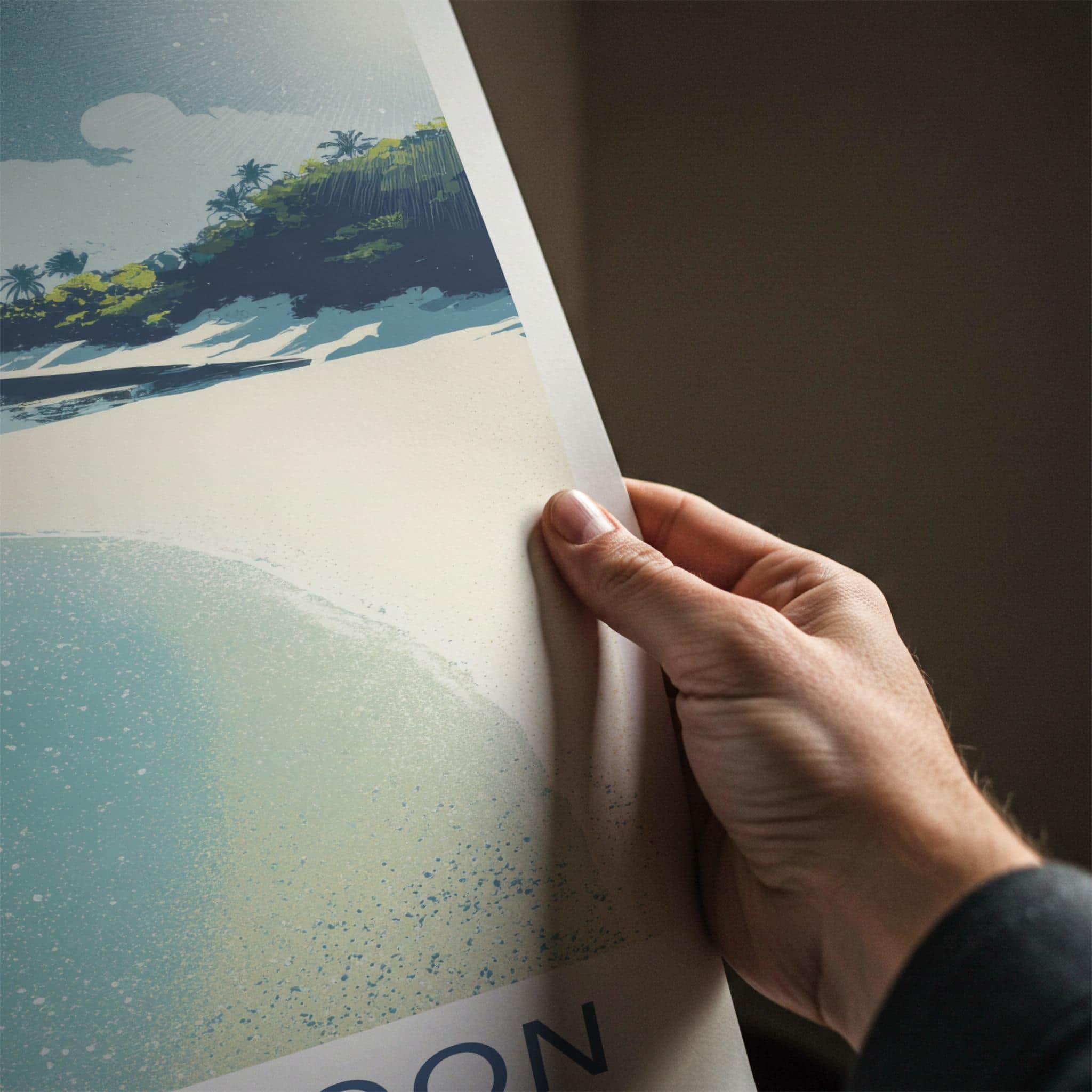 Blue Lagoon Poster - Fiji Wall Art - Pristine Tropical Shore Room Decor