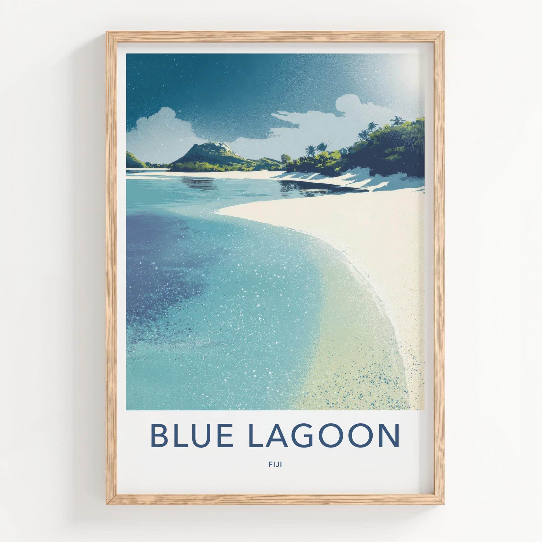 Blue Lagoon Poster - Fiji Wall Art - Pristine Tropical Shore Room Decor