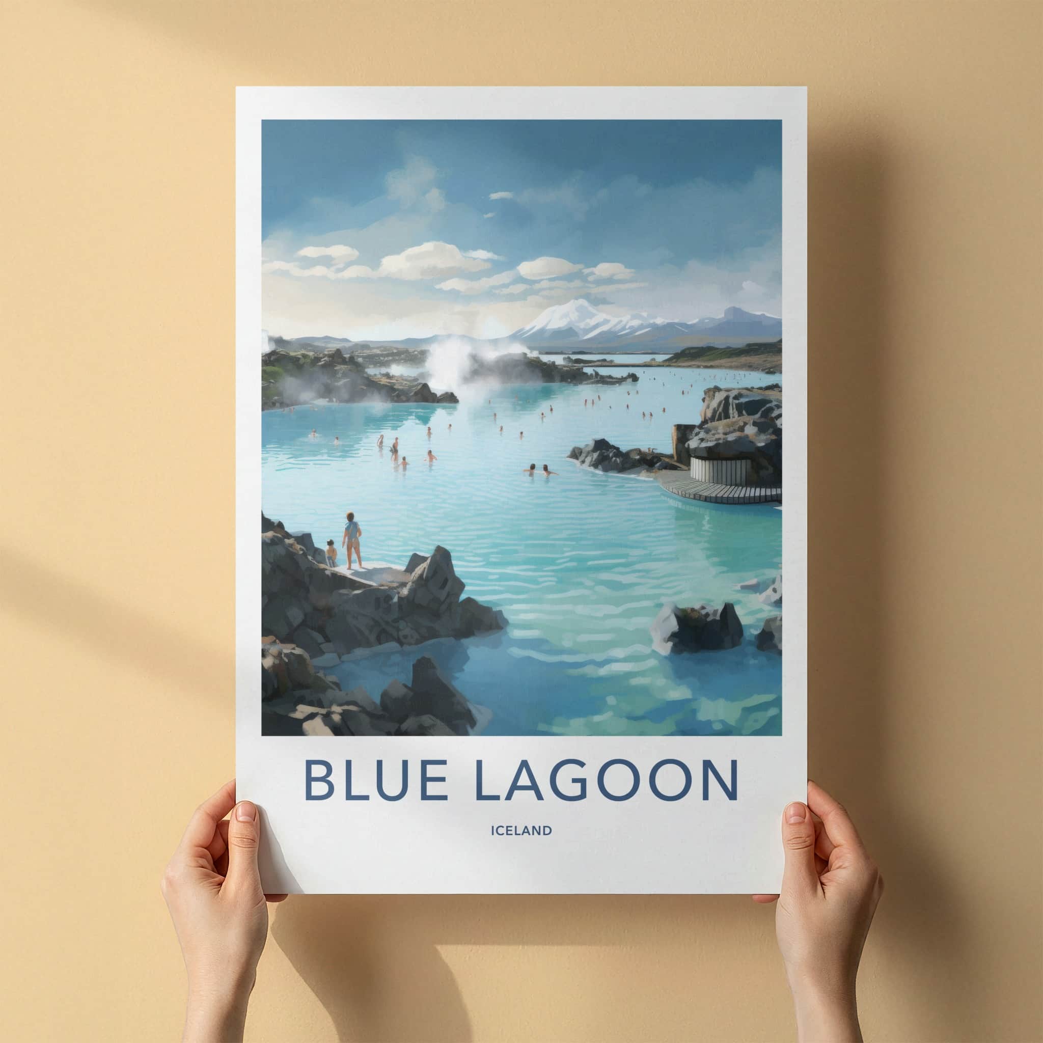 Blue Lagoon Poster - Iceland Travel Art - Bathing Geothermal Pool Home Decor
