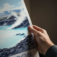 Blue Lagoon Poster - Iceland Travel Art - Steaming Blue Water Home Decor