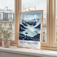 Blue Lagoon Poster - Iceland Travel Art - Steaming Blue Water Home Decor