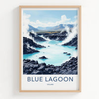 Blue Lagoon Poster - Iceland Travel Art - Steaming Blue Water Home Decor