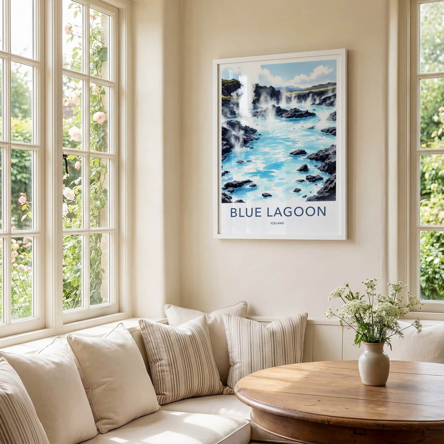 Blue Lagoon Poster - Iceland Travel Art - Steaming Hot Lagoon Home Decor