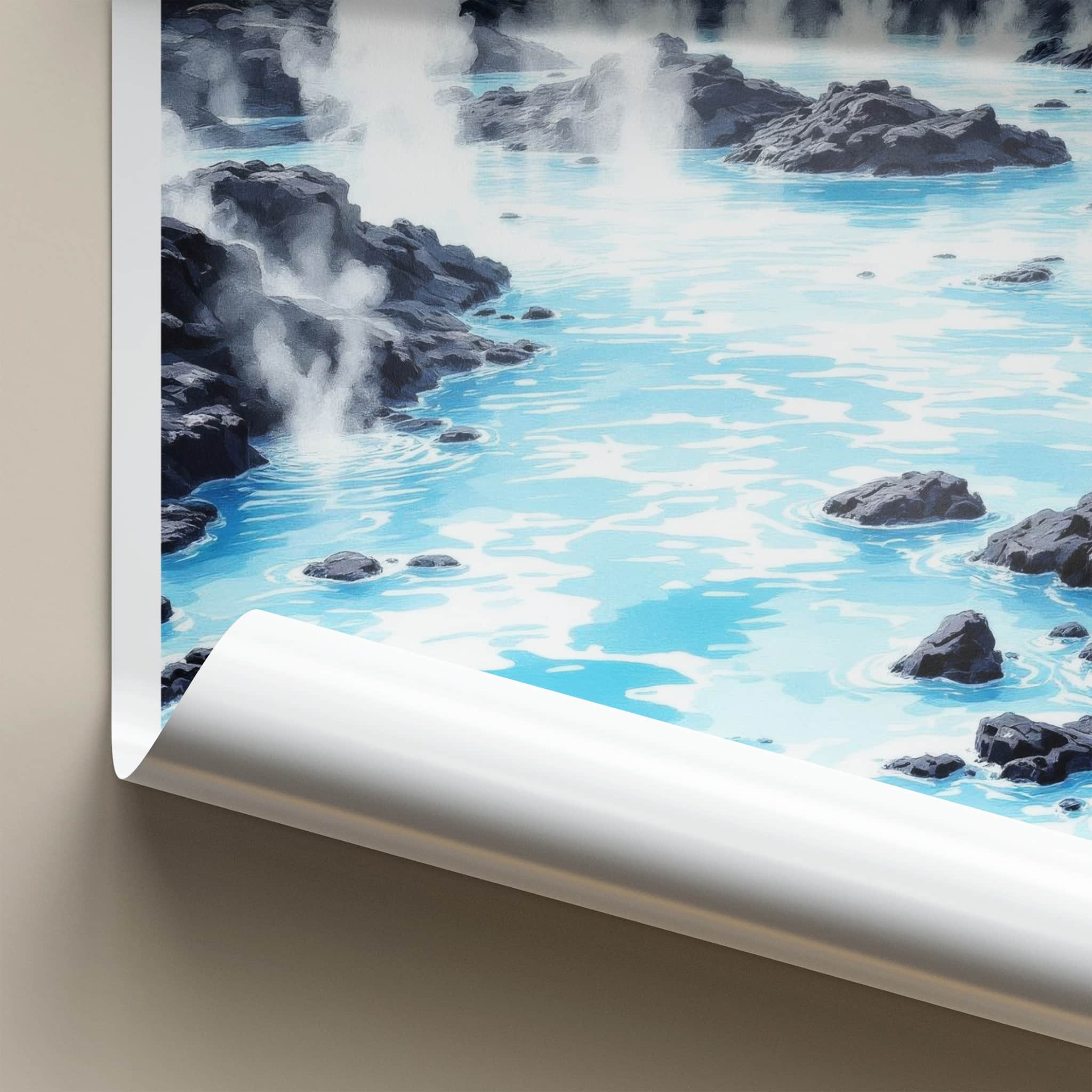 Blue Lagoon Poster - Iceland Travel Art - Steaming Hot Lagoon Home Decor