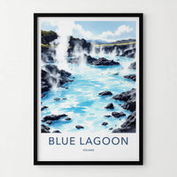 Blue Lagoon Poster - Iceland Travel Art - Steaming Hot Lagoon Home Decor