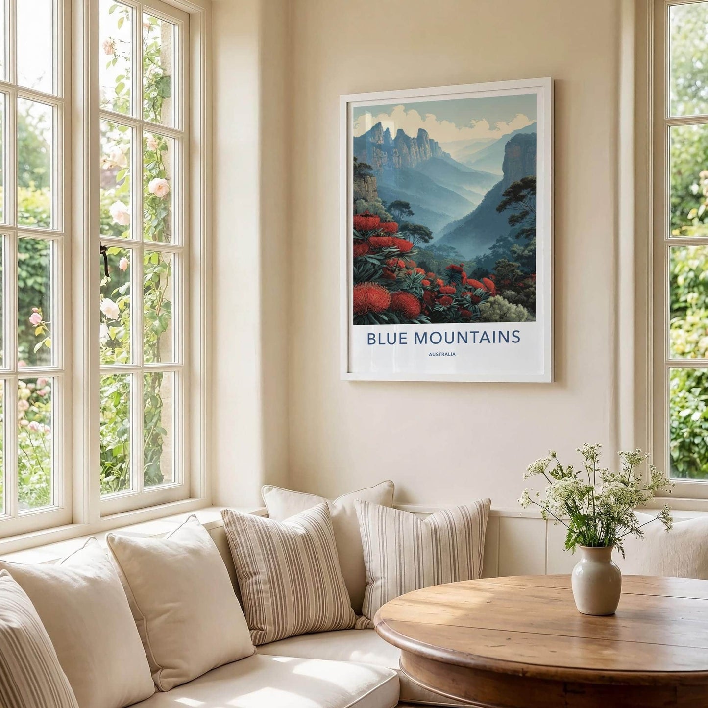 Blue Mountains Poster - Australia Scenic Art - Misty Peaks Wall Decor