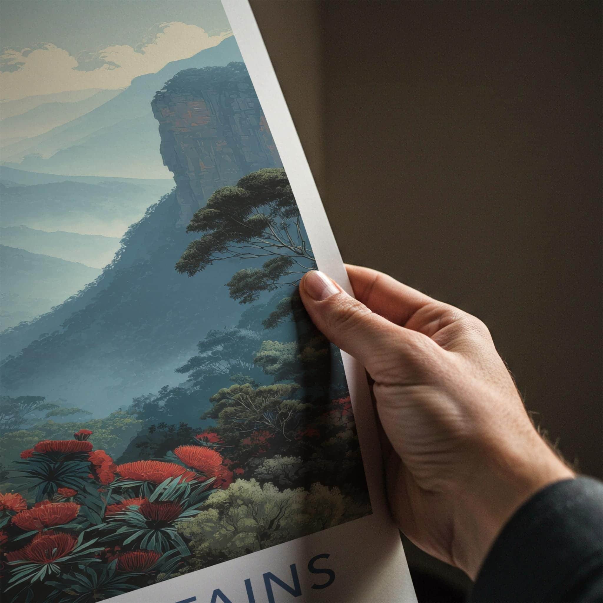 Blue Mountains Poster - Australia Scenic Art - Misty Peaks Wall Decor