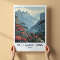 Blue Mountains Poster - Australia Scenic Art - Misty Peaks Wall Decor