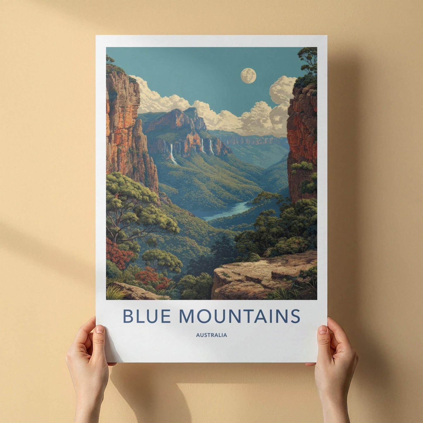 Blue Mountains Poster - Australia Scenic Art - Vibrant Valley View Wall Decor