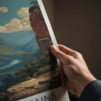Blue Mountains Poster - Australia Scenic Art - Vibrant Valley View Wall Decor