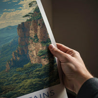 Blue Mountains Poster - Australia Travel Art - Lush Valley Moon Wall Decor