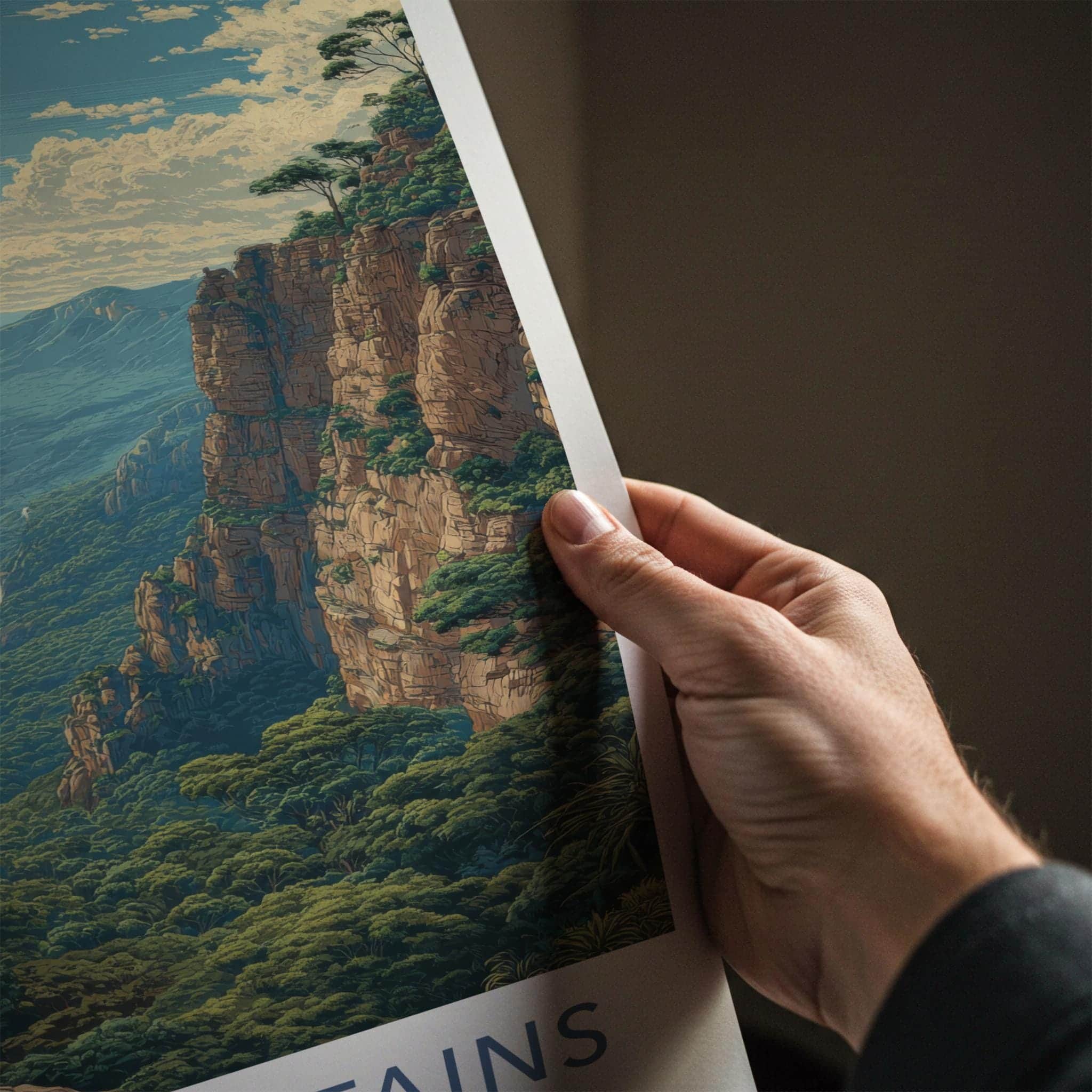 Blue Mountains Poster - Australia Travel Art - Lush Valley Moon Wall Decor