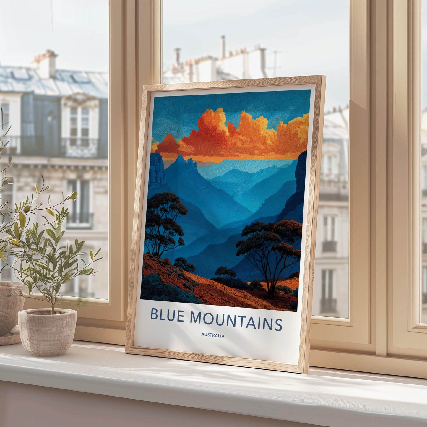 Blue Mountains Poster - Australia Travel Art - Textured Valley Hues Home Decor