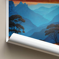Blue Mountains Poster - Australia Travel Art - Textured Valley Hues Home Decor