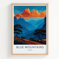 Blue Mountains Poster - Australia Travel Art - Textured Valley Hues Home Decor
