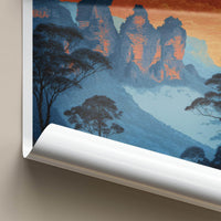 Blue Mountains Poster - Australia Travel Art - Three Sisters Sunset Wall Decor