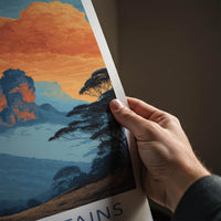 Blue Mountains Poster - Australia Travel Art - Three Sisters Sunset Wall Decor