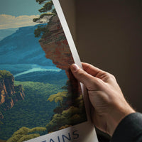 Blue Mountains Poster - Australia Travel Art - Valley Cliffscape Wall Decor