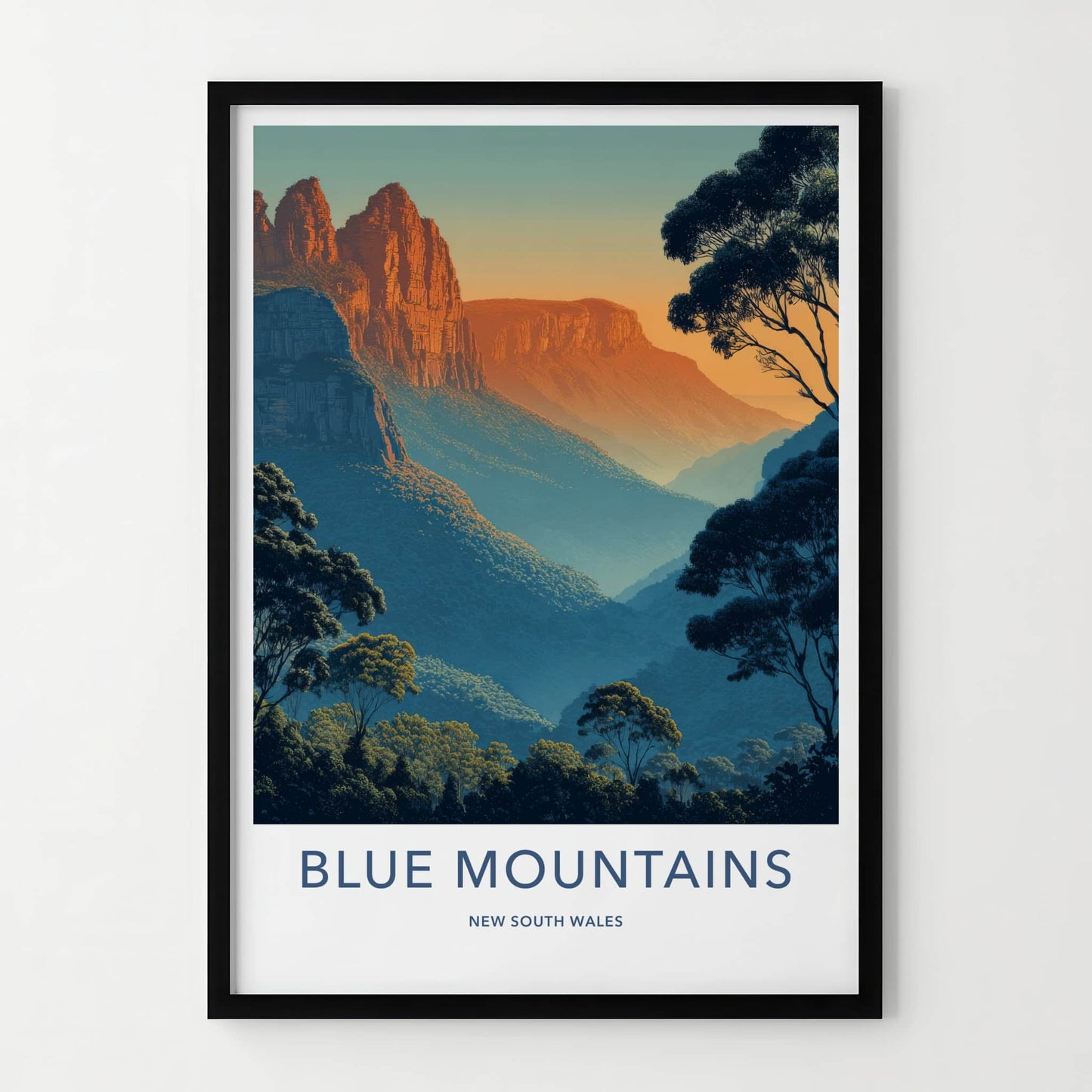 Blue Mountains Poster - New South Wales Layered Peaks Home Decor
