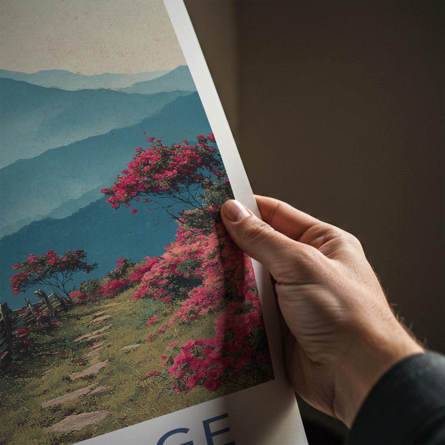 Blue Ridge Poster - North Carolina Scenic Art - Blooming mountain path Wall Decor
