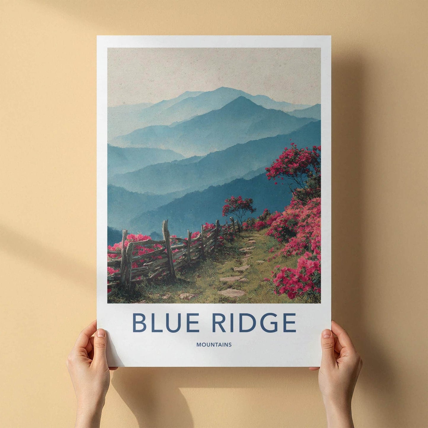 Blue Ridge Poster - North Carolina Scenic Art - Blooming mountain path Wall Decor