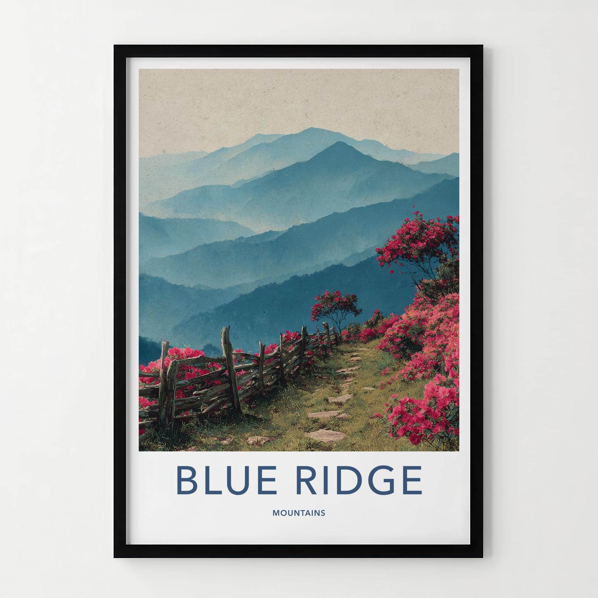 Blue Ridge Poster - North Carolina Scenic Art - Blooming mountain path Wall Decor