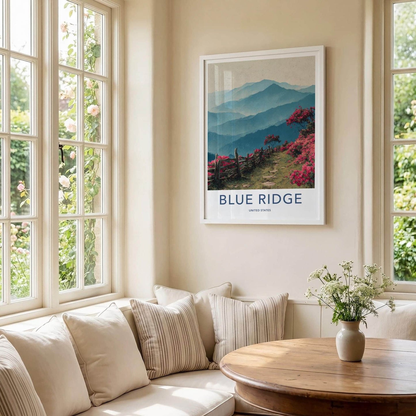 Blue Ridge Poster - North Carolina Wall Art - Mountain Flowers Pathway Home Decor
