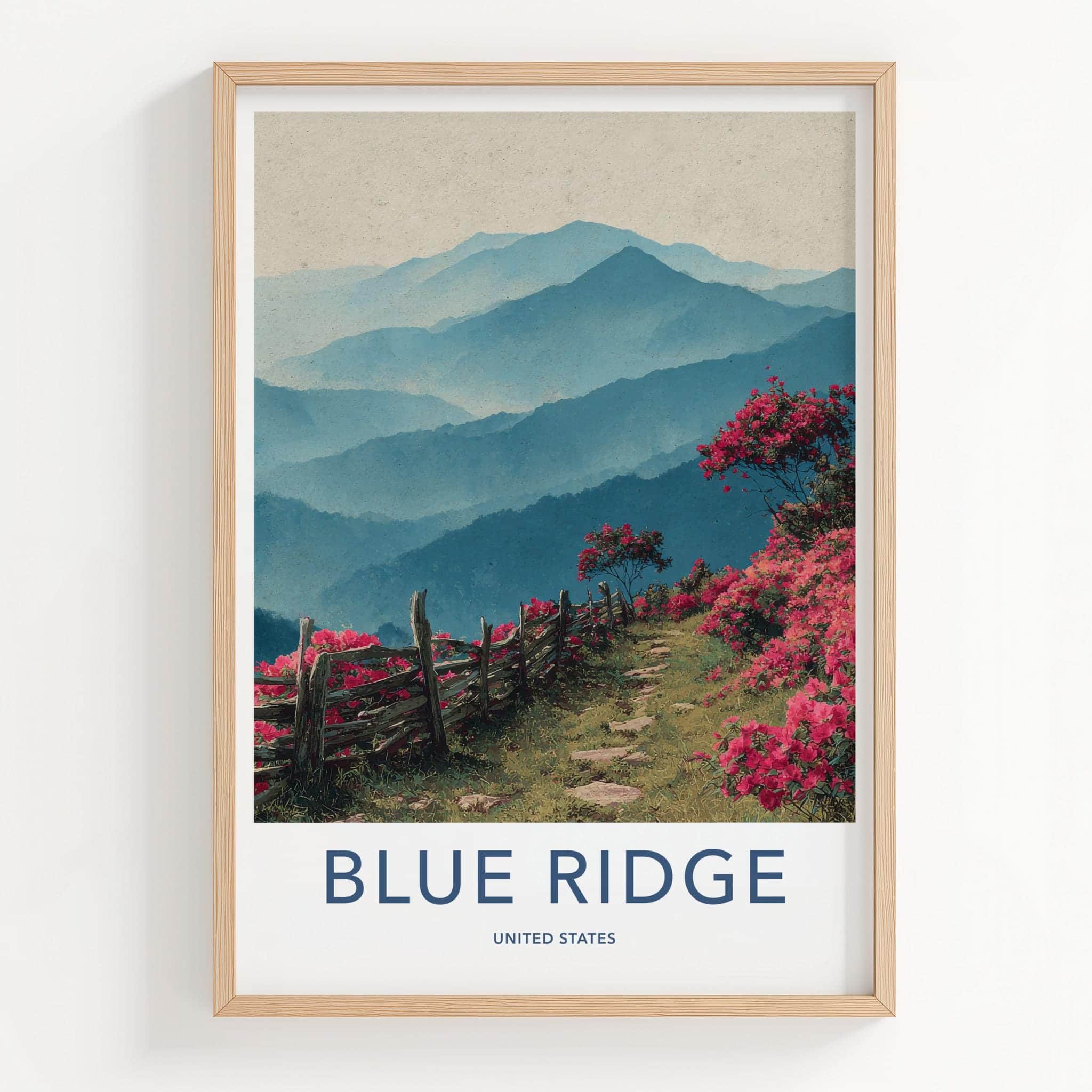 Blue Ridge Poster - North Carolina Wall Art - Mountain Flowers Pathway Home Decor