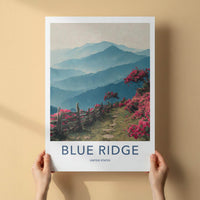 Blue Ridge Poster - North Carolina Wall Art - Mountain Flowers Pathway Home Decor