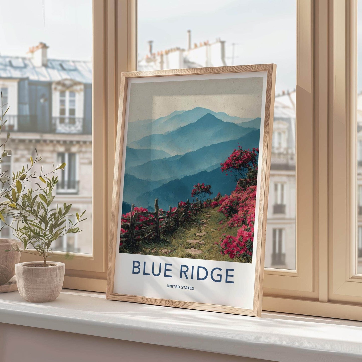 Blue Ridge Poster - North Carolina Wall Art - Mountain Flowers Pathway Home Decor