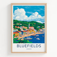 Bluefields Poster - Nicaragua Travel Art - Colorful Port Town Home Decor