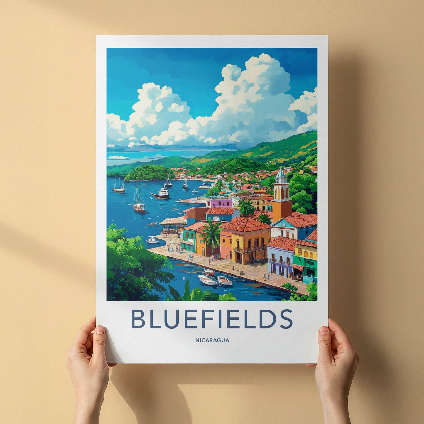 Bluefields Poster - Nicaragua Travel Art - Vibrant Coastal Town Home Decor
